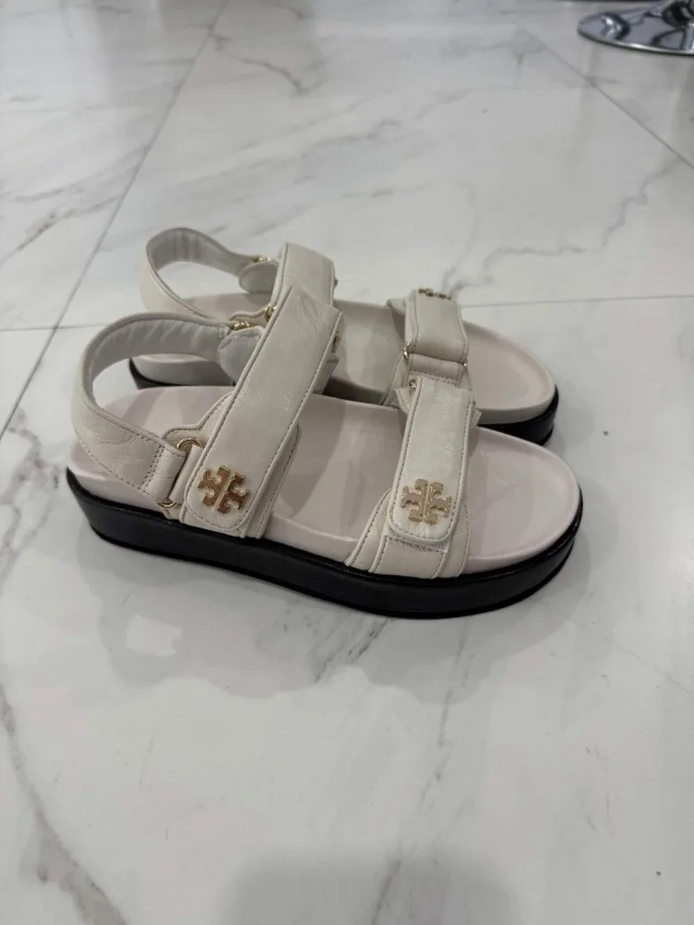 Tory Burch Kira Dual Strap Leather Sandal Women's Sizes 6, 7, 8.5